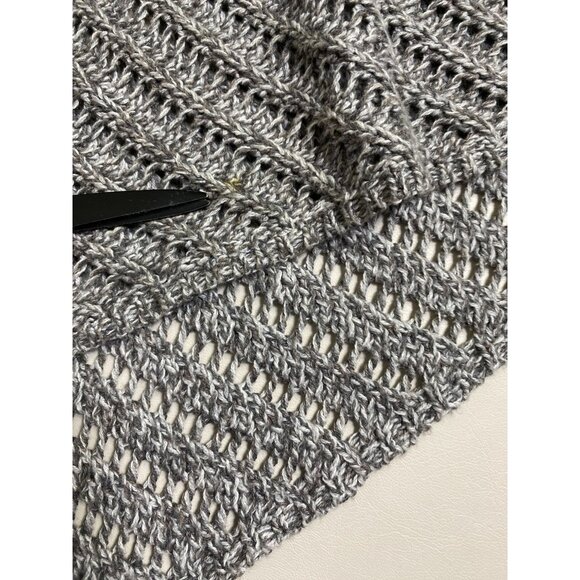 Eileen Fisher Open Knit Cardigan Sweater Size Large Gray Cotton Lightweight - Picture 8 of 16